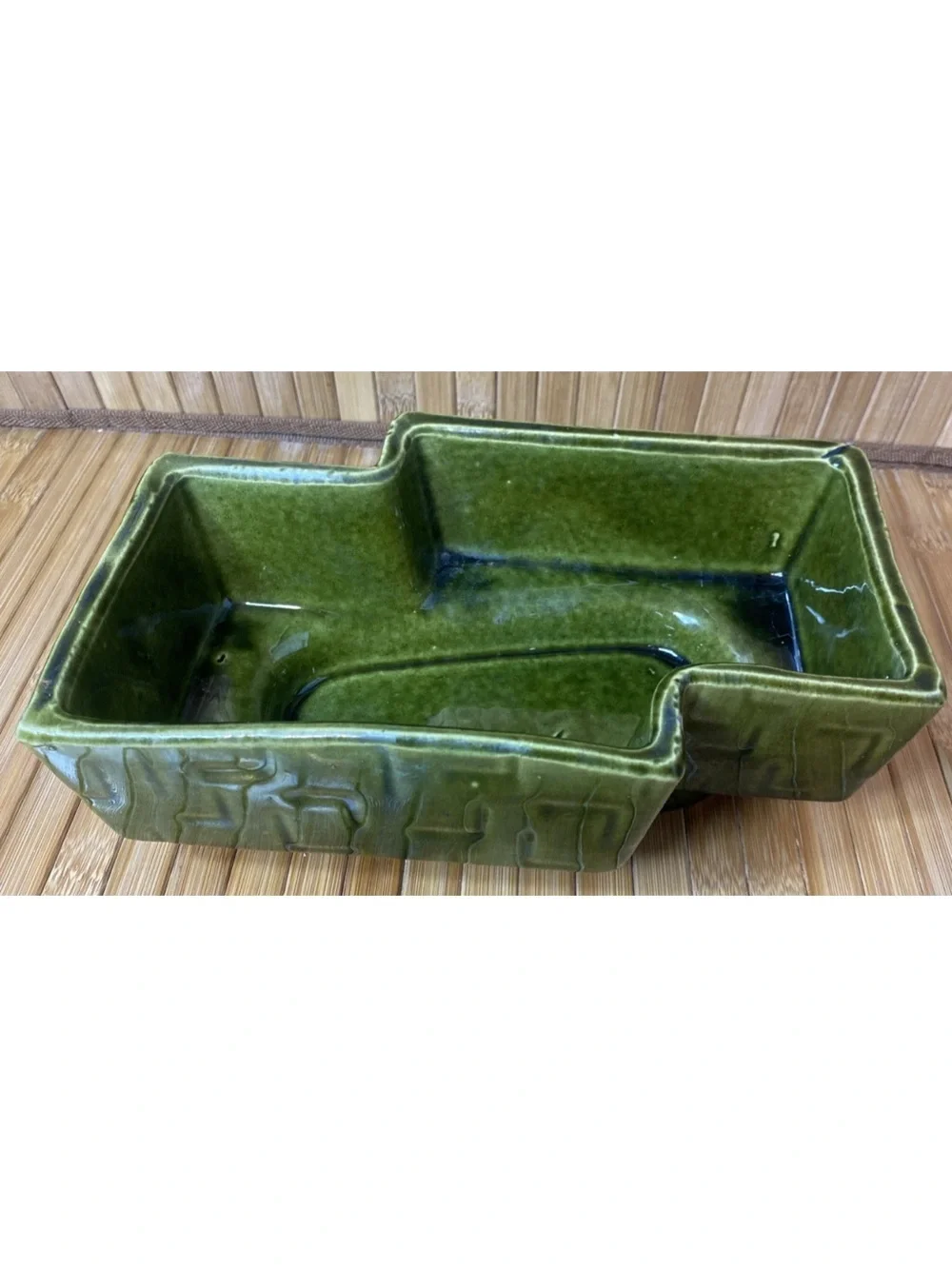 Vintage UPCO Green Geometric Ceramic Planter